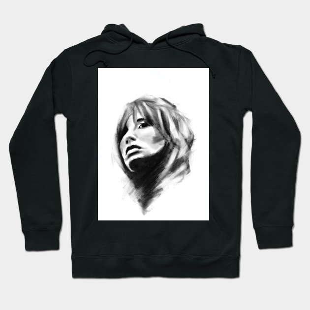 charcoal art of a girl Hoodie by stoekenbroek